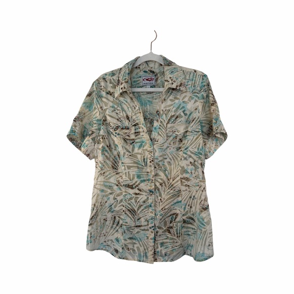 Roper Tops - Roper pearl snap short sleeve blouse. Semi sheer print cut out cowgirl rodeo